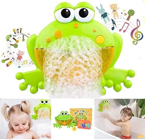 Baby Bath Bubble Toys Set,Tub Big Frog Automatic Bubble Maker Blower Toys with 12 Music Baby Fun Shower Toys, for Boys, Girls